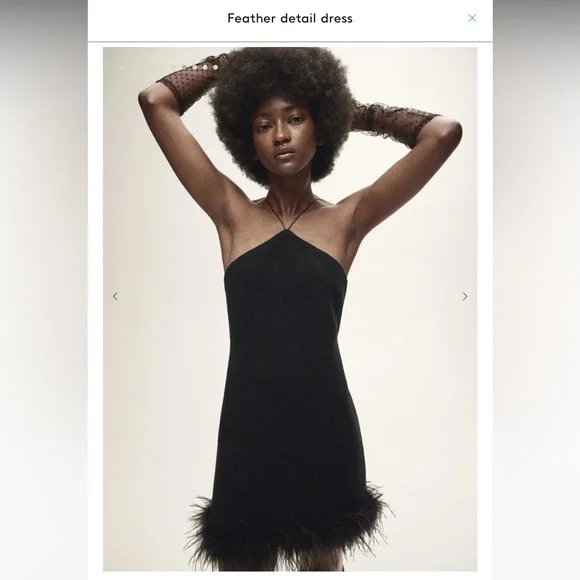 COPY - Brand new mango black feather dress. Bought for 142$. Size 4 - Picture 4 of 6